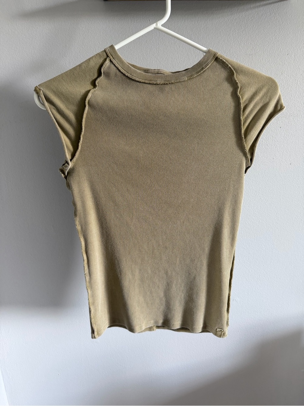 We The Free Olive Ribbed Cap Sleeve Top